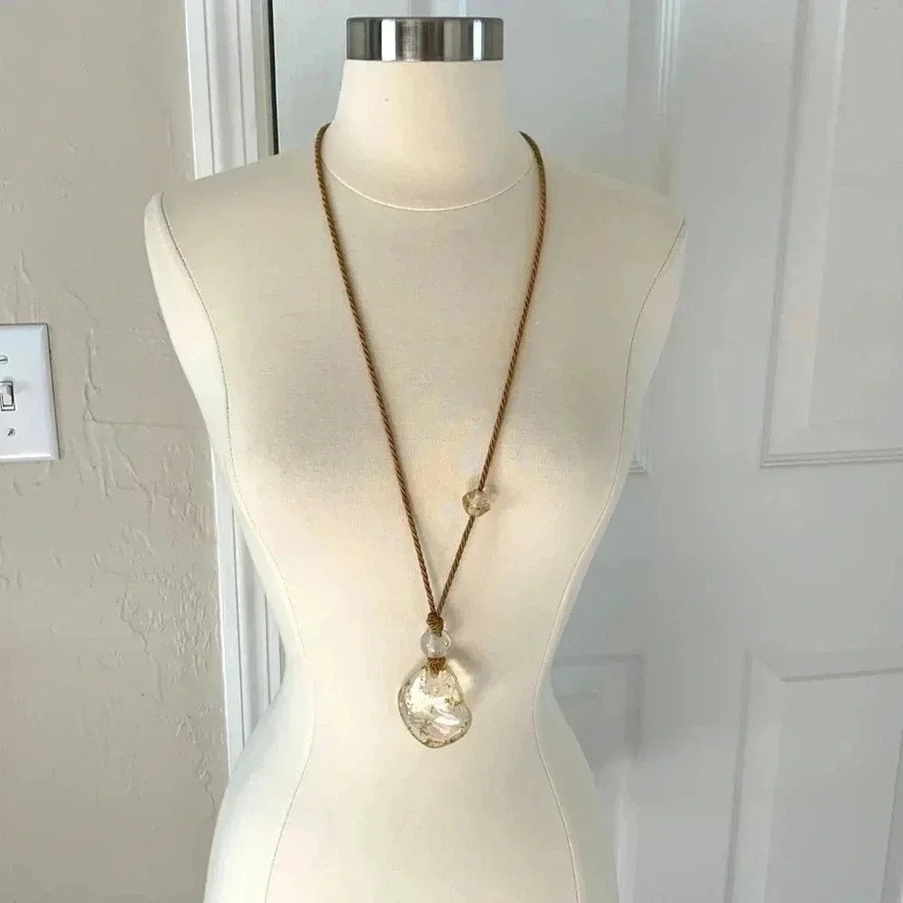 Chicos adjustable cord and acrylic necklace